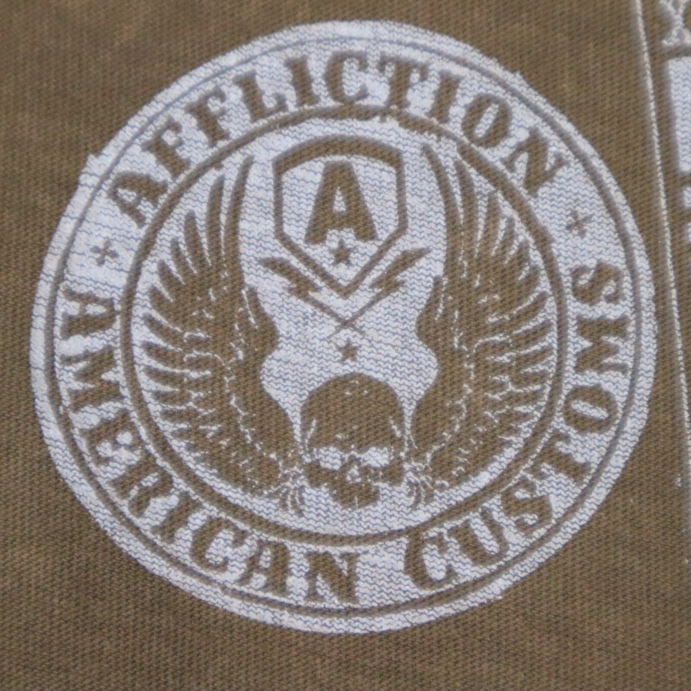 Affliction Indian Head Skull V-Neck Women's Shirt Brown Size XL 18.5x29.5 - Picture 5 of 13